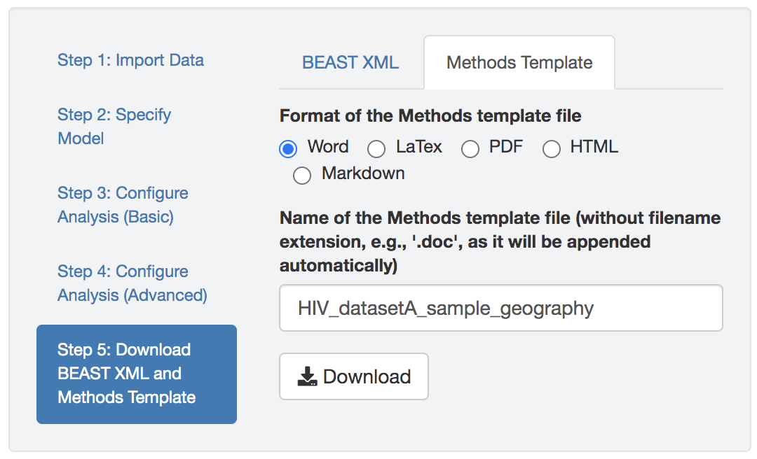 Downloading the Methods Description Text File