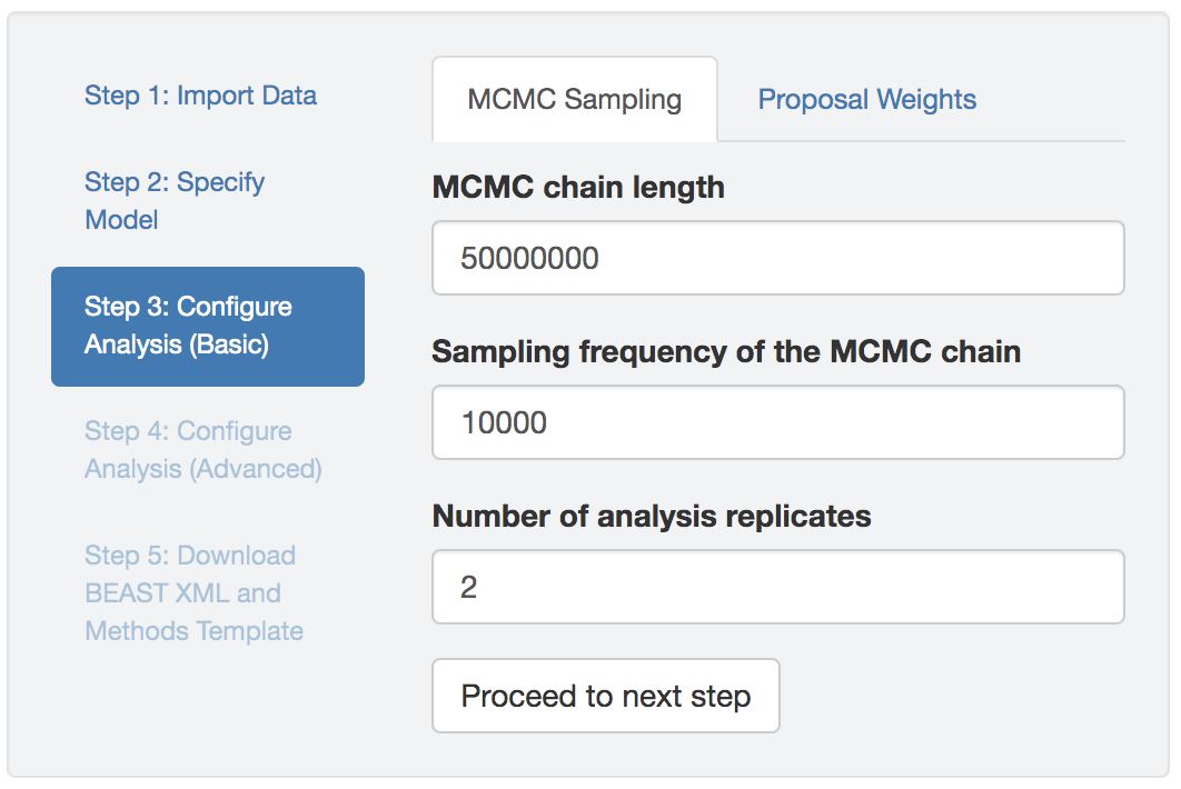 Basic analysis-setting configuration panel.