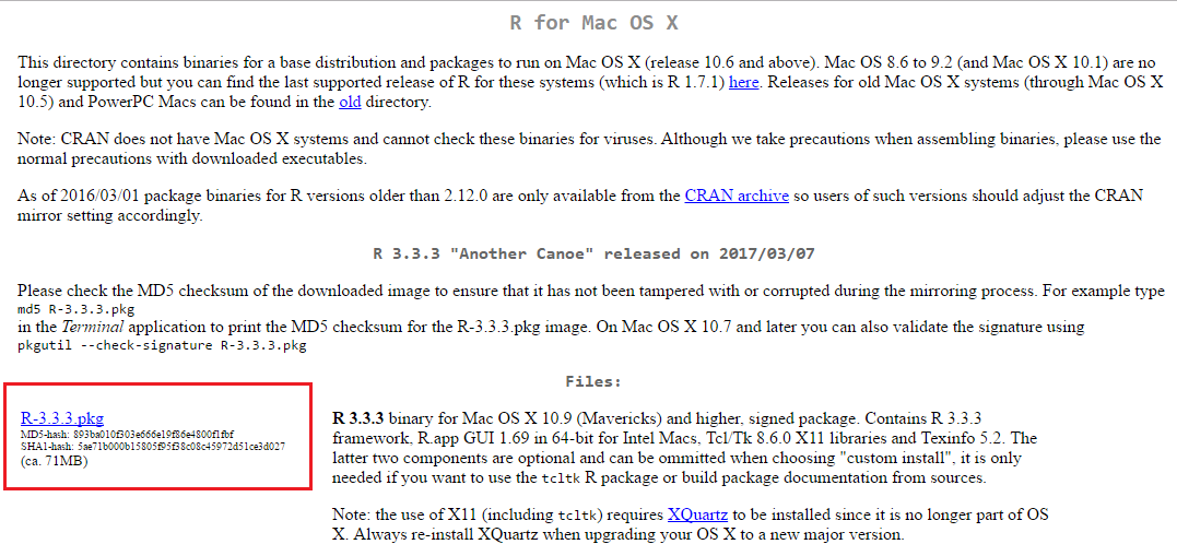 downloading r for mac