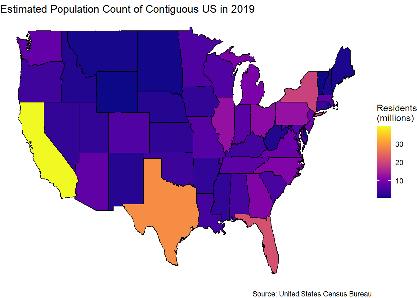 Choropleth Map of US Population Count