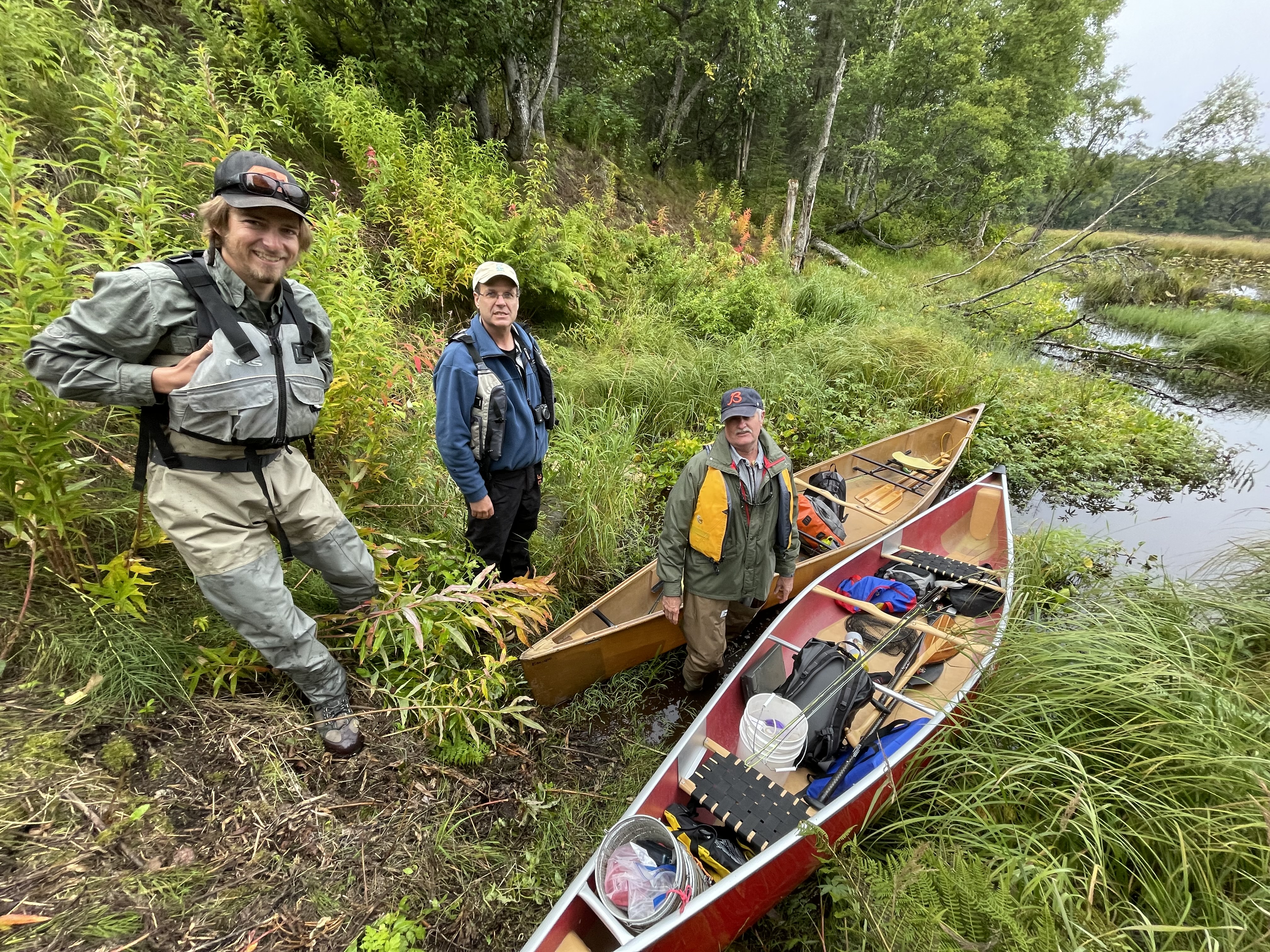 Kenai Peninsula Trout Unlimited volunteers preparing for fieldwork at Suneva Lake in August 2021.