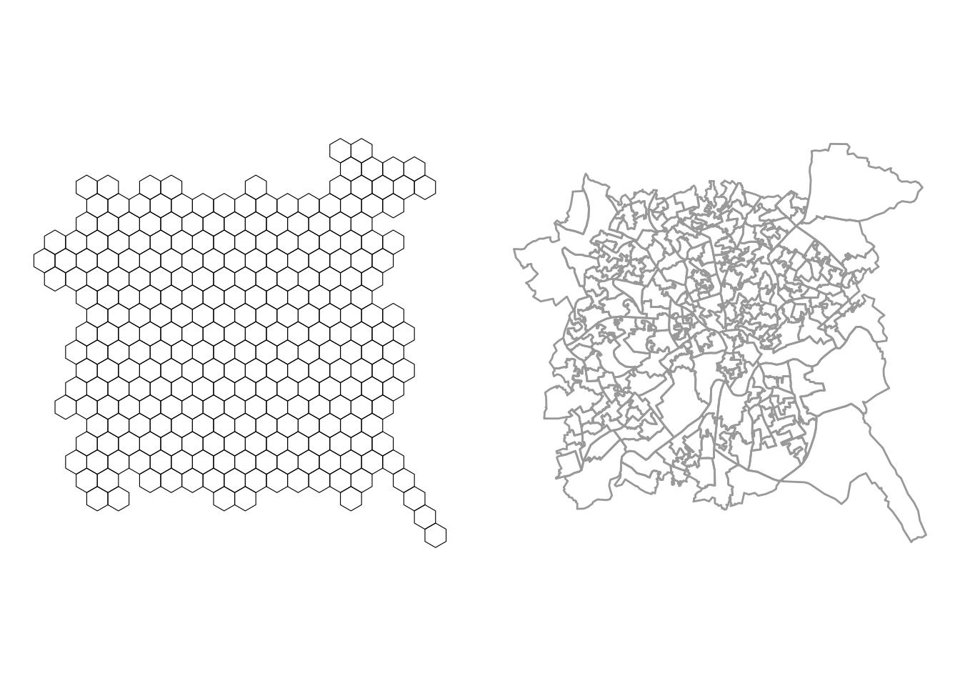 Hexbins for the Nottingham LSOAs.