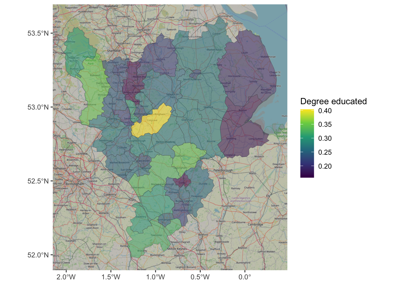 A ggplot map with OSM backdrop.