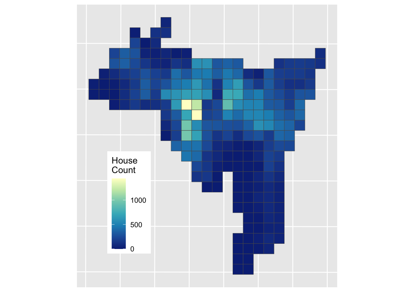 The result of a Dasymetric interpolation of house counts.