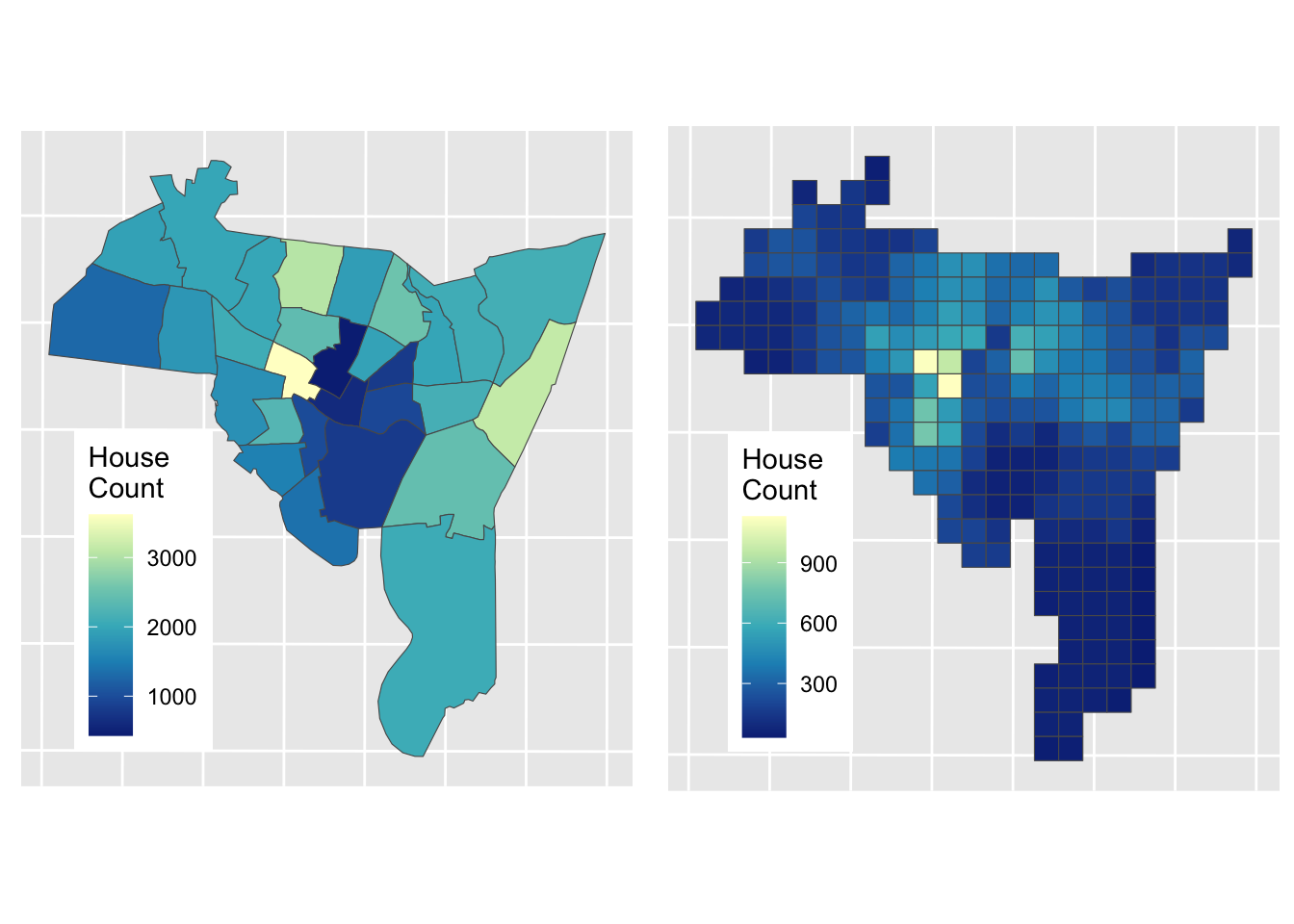 House counts interpolated from source zones to target zones.