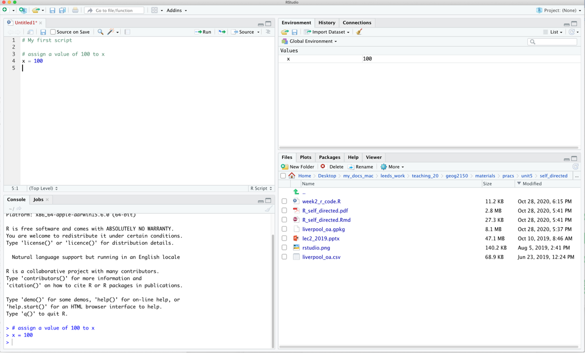 The RStudio interface.