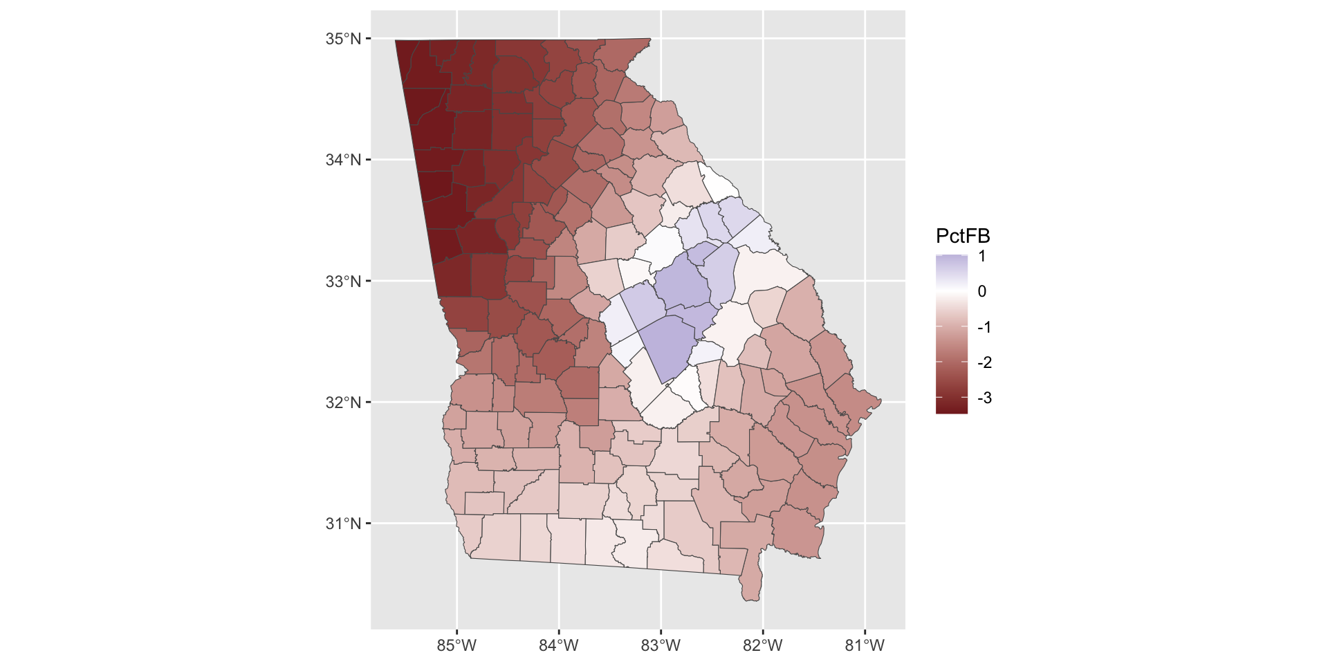 Maps of coefficients that flip from negative to positive.