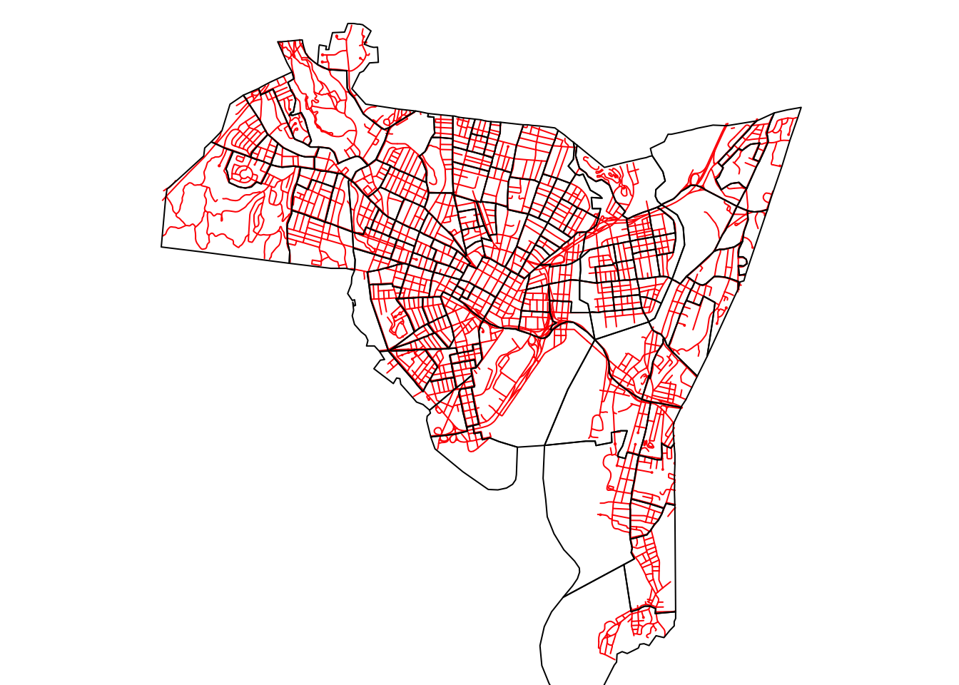 The New Haven census blocks and road data