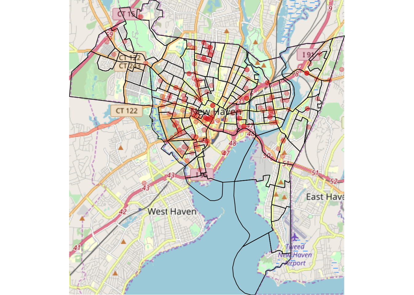 The OSM map produced by the code for Q4