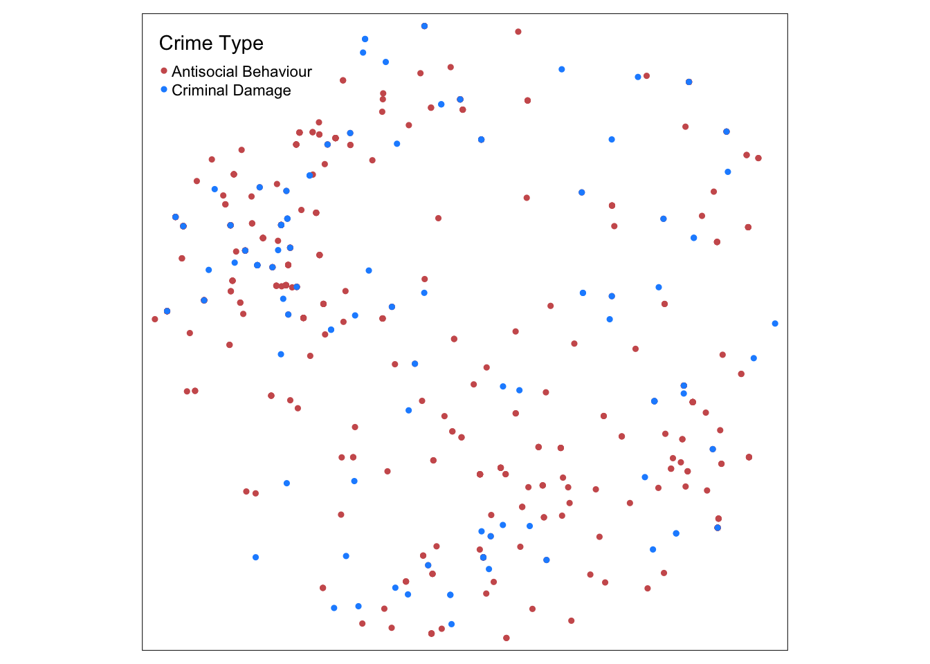 Locations of anti-social behaviour and criminal damage/arson incidents