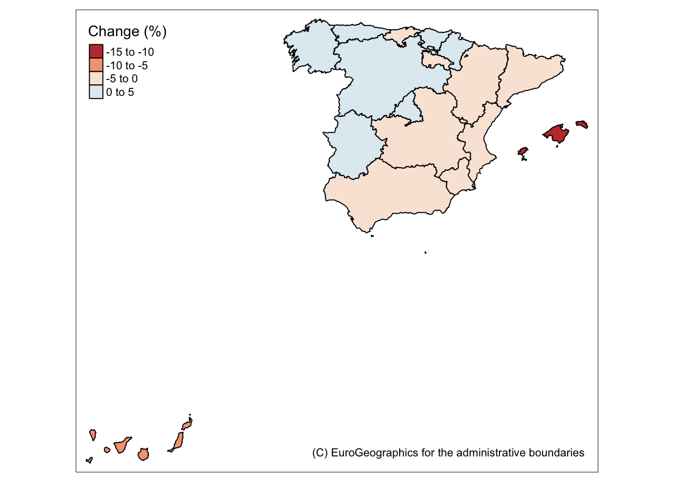 Household Income Change (\%, 2005-10) In Spain 