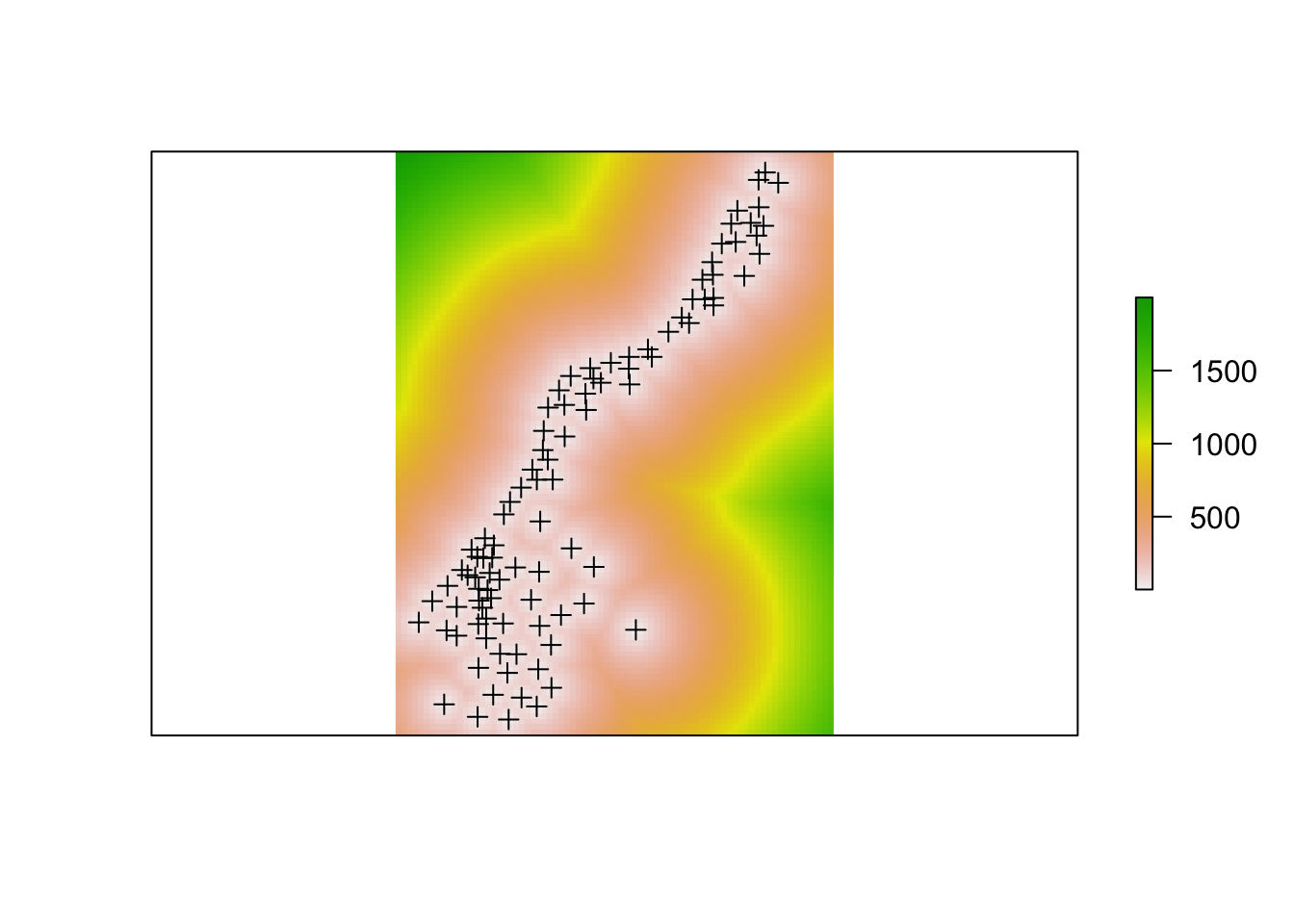 A raster analysis of distance to points