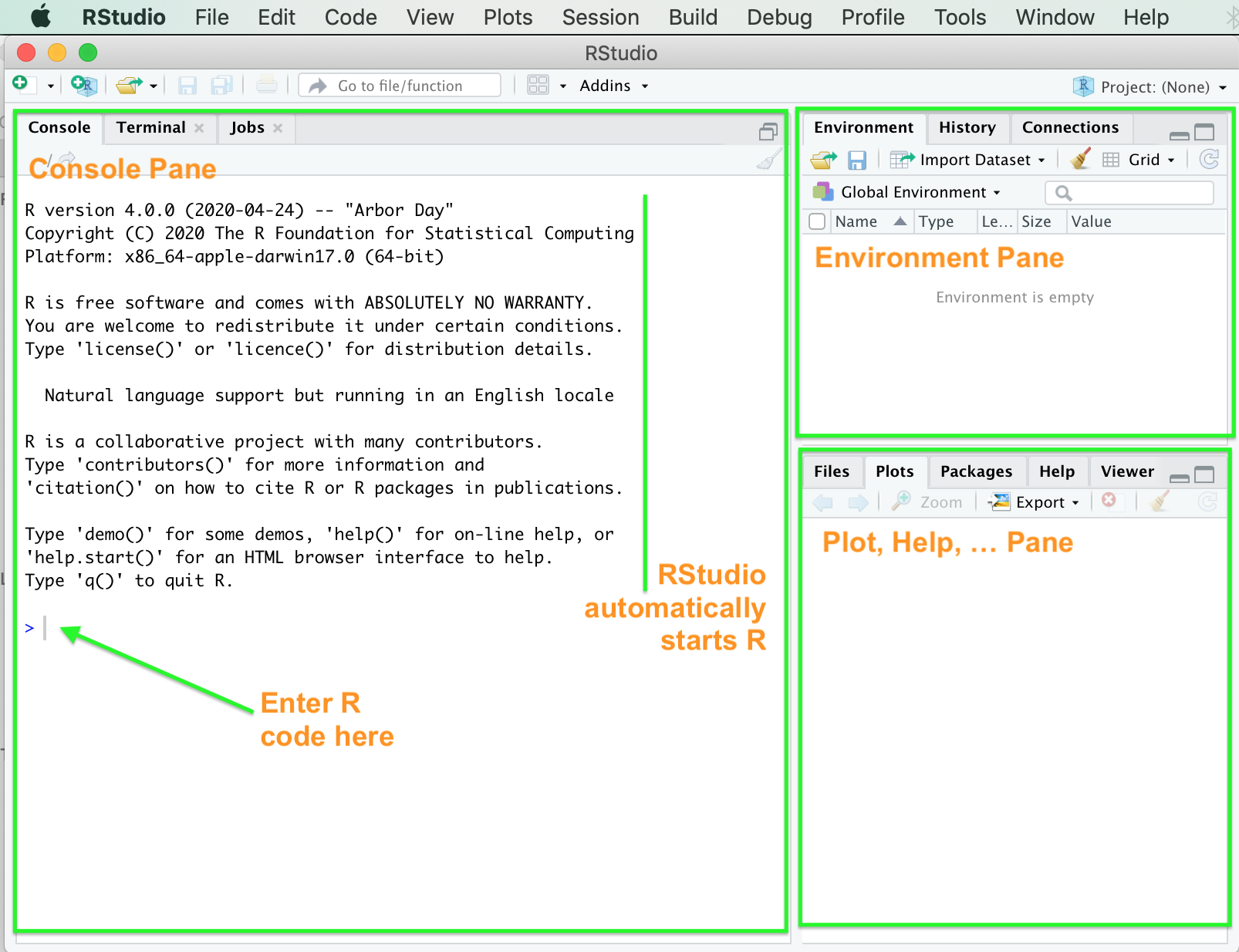 RStudio after launching