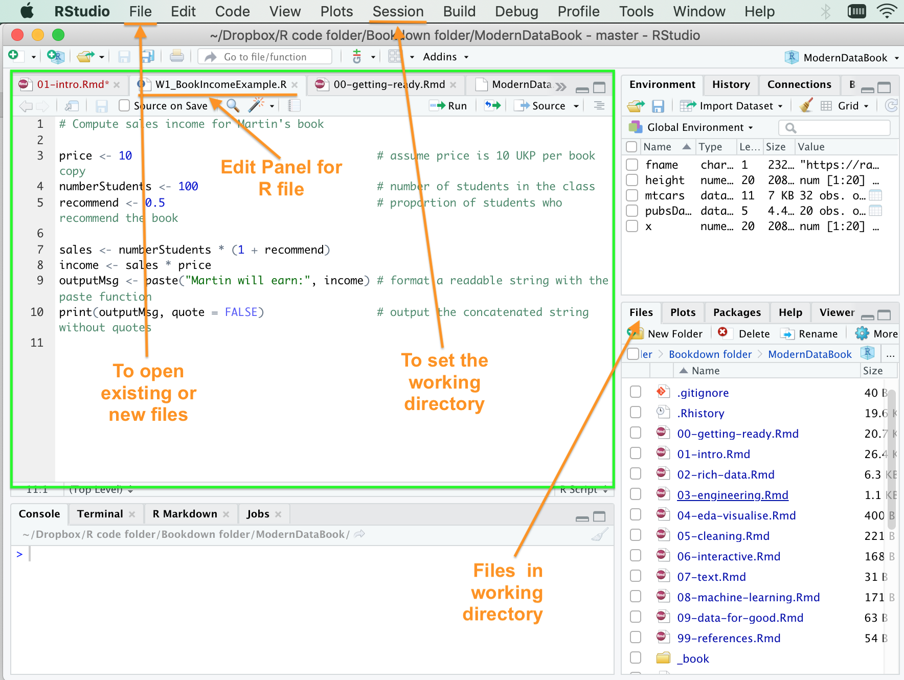 Managing files with RStudio