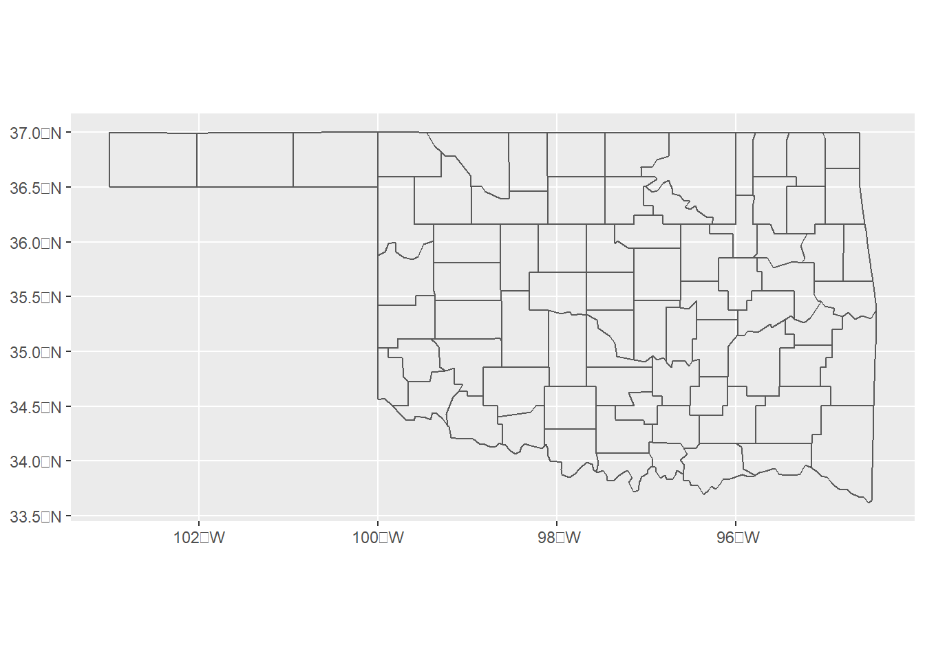 Oklahoma county boundaries.