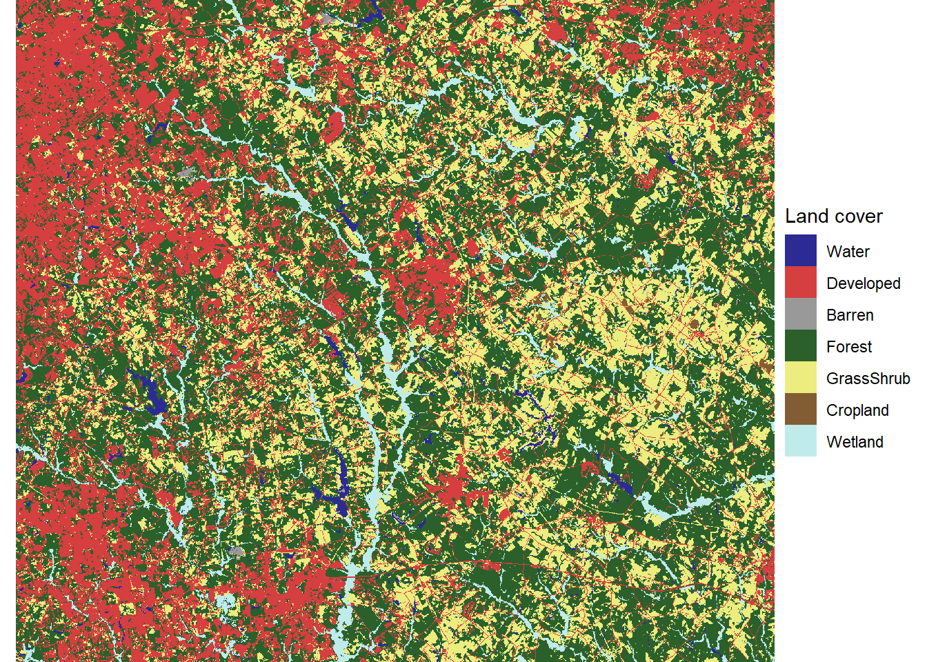 Walton County land cover data in an Albers Equal Area coordinate reference system for the conterminous United States.