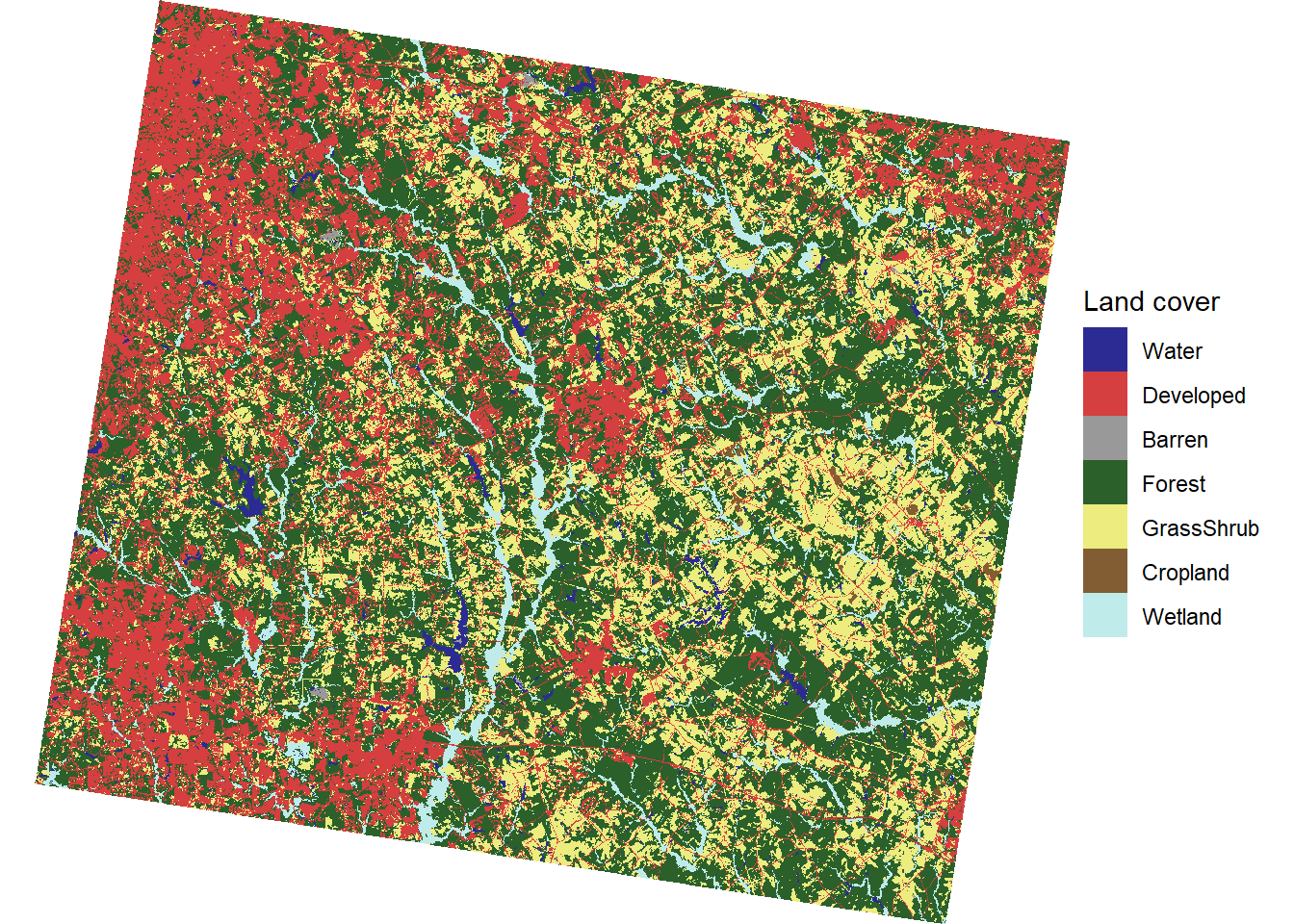Walton County land cover data in Universal Transverse Mercator coordinate system.