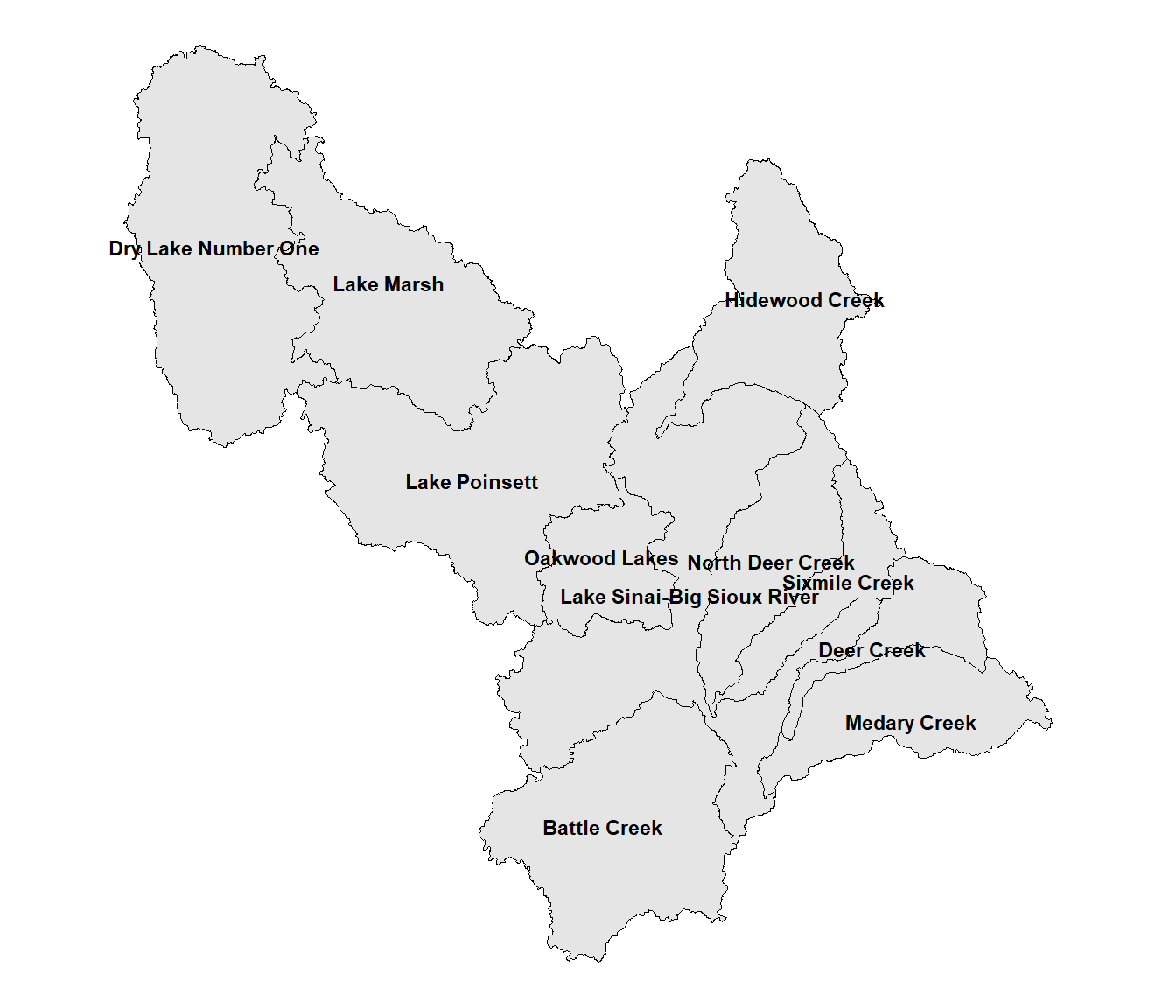 Watersheds in the Middle Big Sioux subbasin.