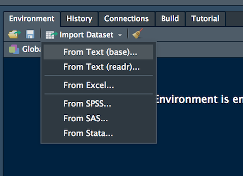 The Import Dataset feature of RStudio