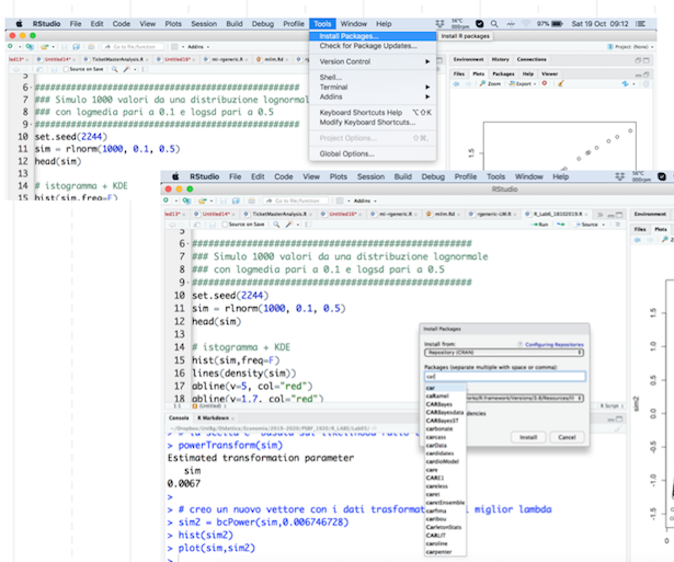 The Install Package feature of RStudio