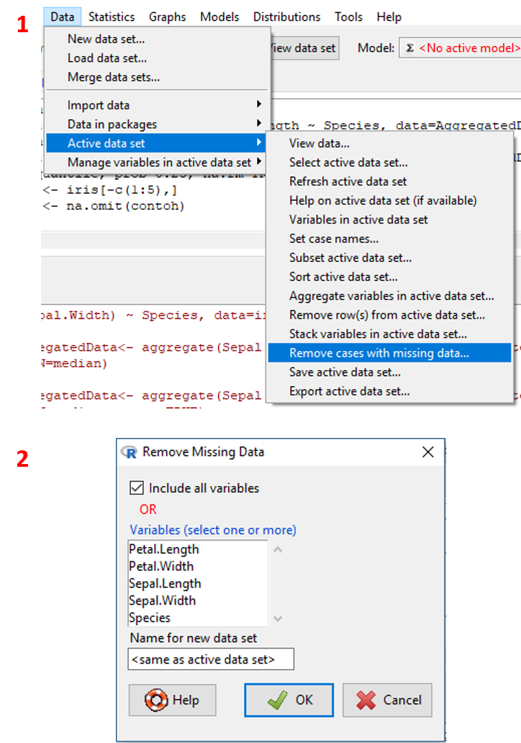 Tampilan tahapan melakukan drop observasi dengan missing value.