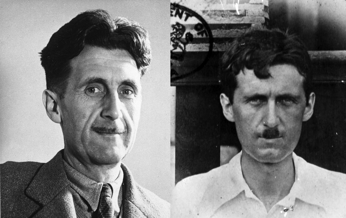 British author George Orwell, depicted with a wide and a long mustache. Like Orwell's facial hair, tabular data can be in wide or long format.