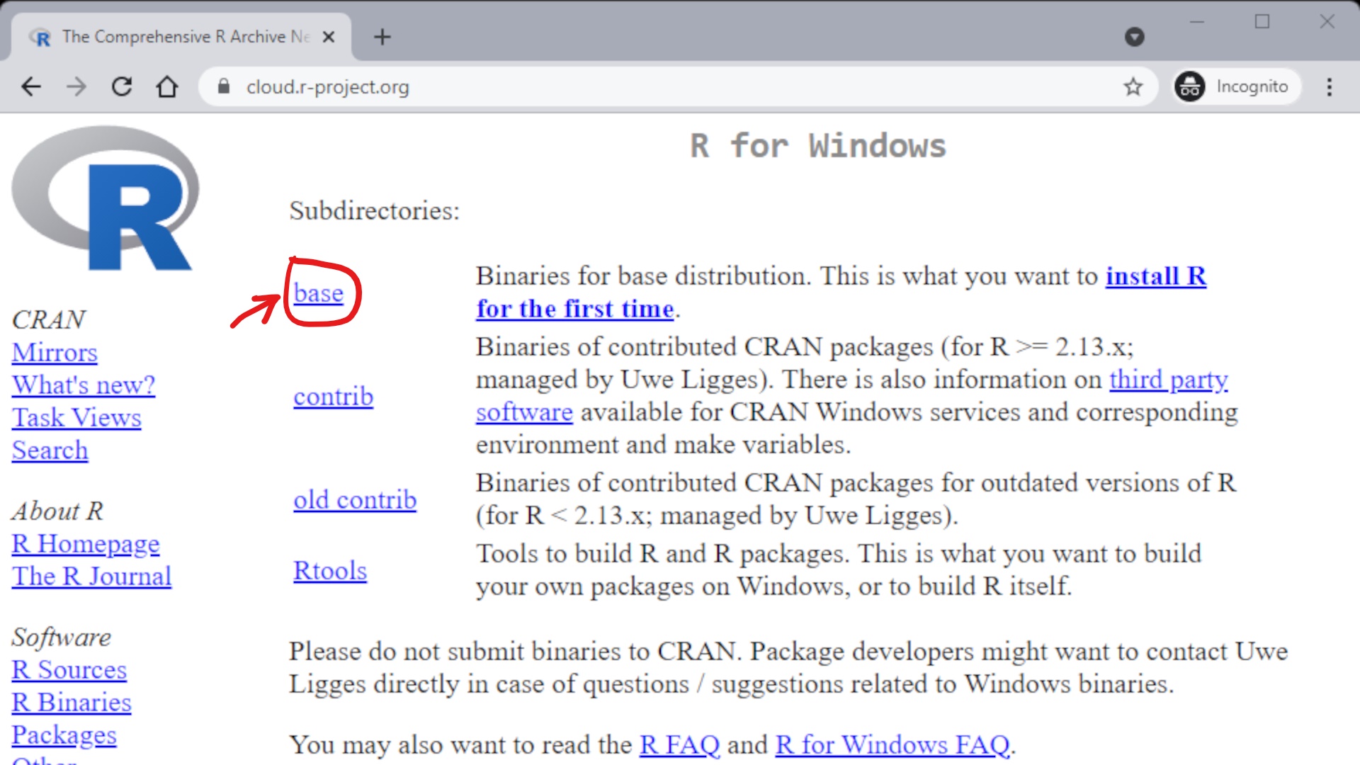 Download R from Cran