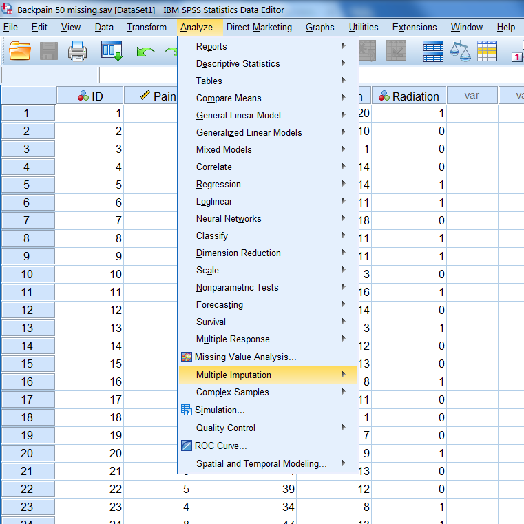 Statistical procedures that can be found under the Analyze menu in SPSS