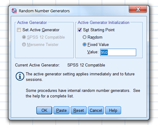 Set the Random Number Generator 