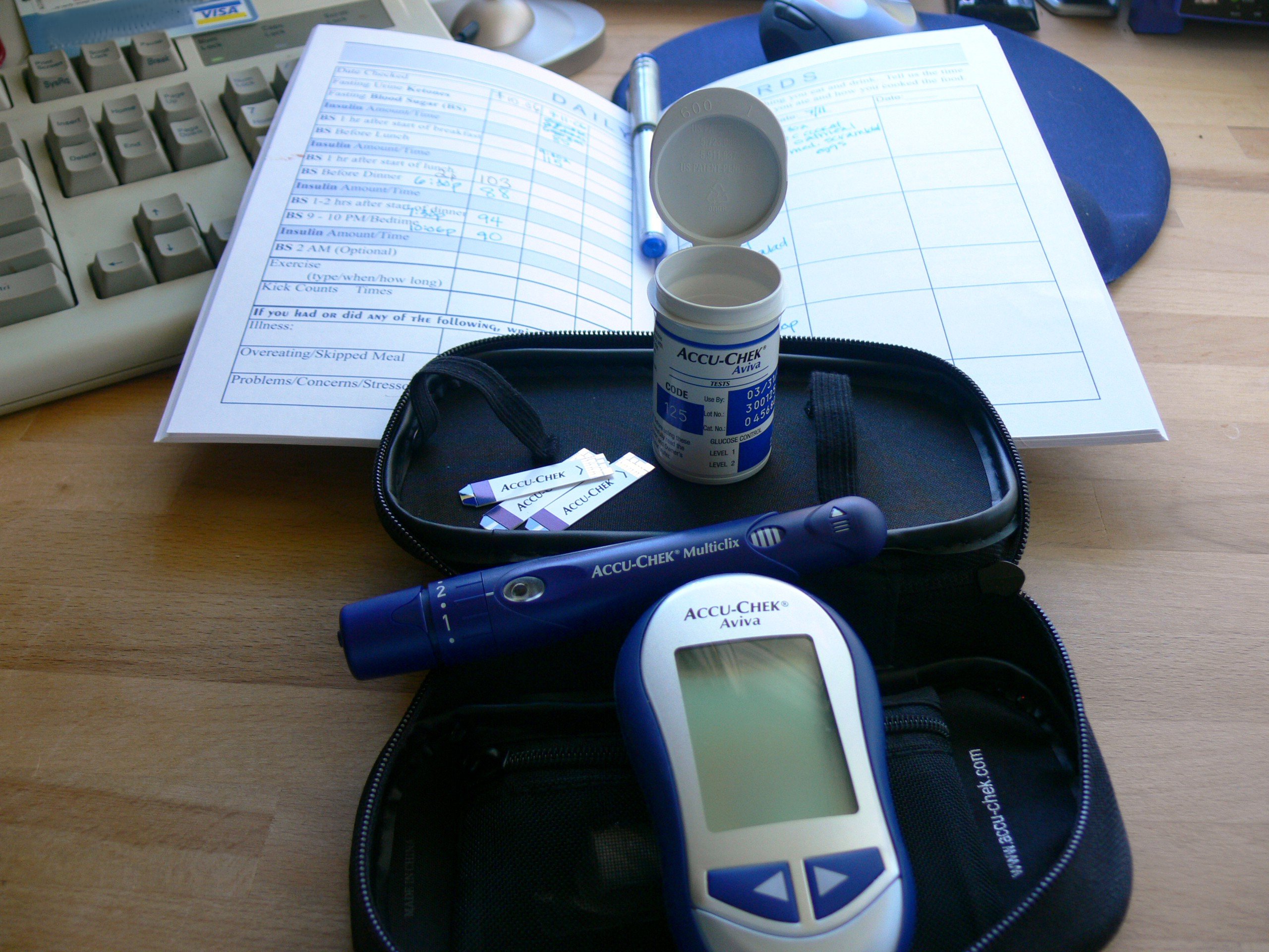 A gestational diabetes kit.^[[Image](https://www.flickr.com/photos/94953676@N00/187457292/) by [Jessica Merz](https://www.flickr.com/photos/jessicafm/) is licensed under [CC BY 2.0](https://creativecommons.org/licenses/by/2.0/)]