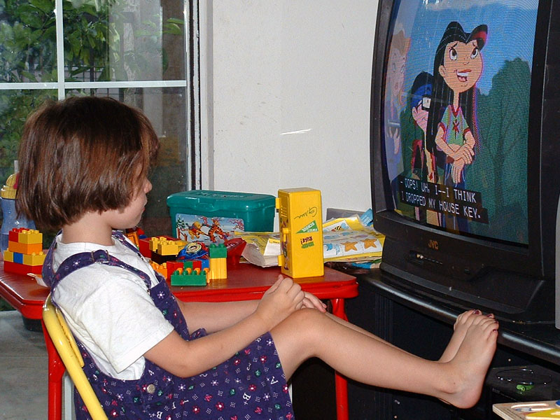 A child watching TV instead of playing.^[[Image](https://www.flickr.com/photos/oddharmonic/2405784549) by [Melissa Gutierrez](https://www.flickr.com/photos/oddharmonic/) is licensed under [CC-BY-2.0](https://creativecommons.org/licenses/by-sa/2.0/)]
