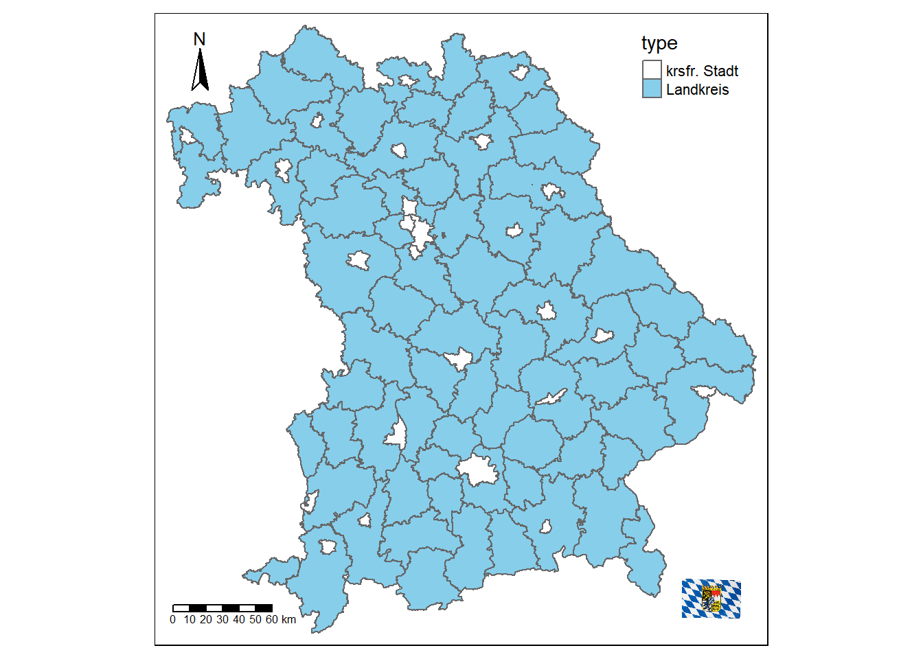 Map of Bavaria with additional elements