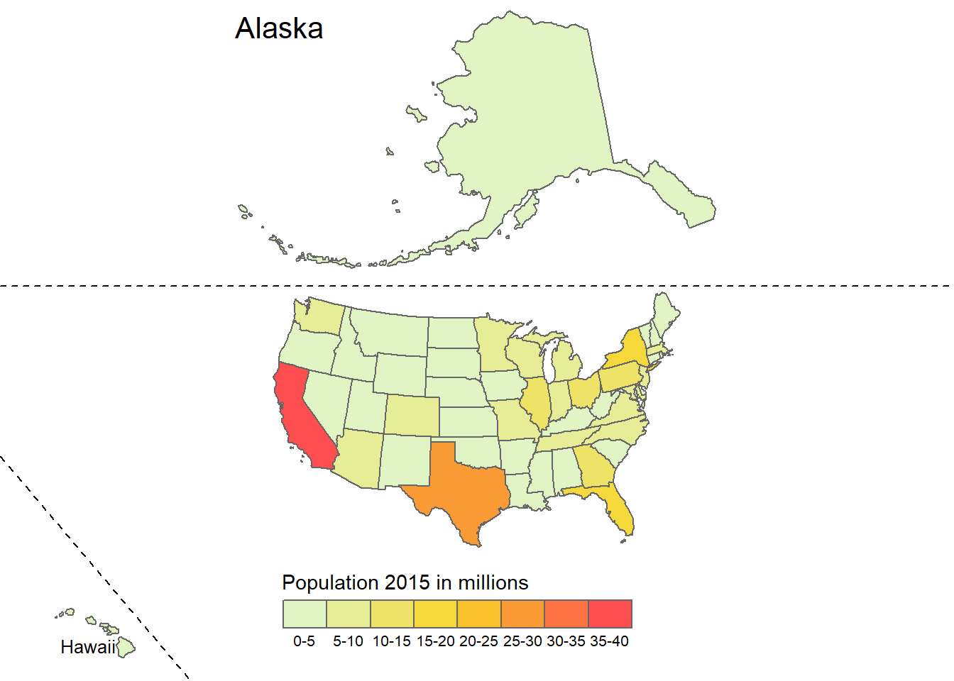 Population by state in the USA