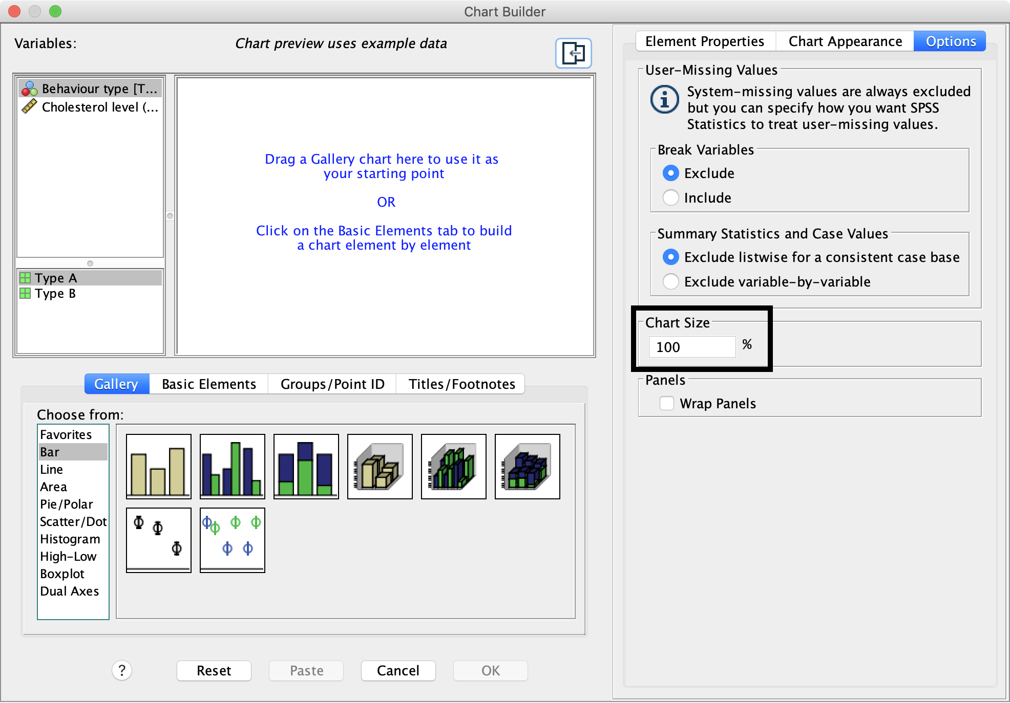 The warning after selecting Graphs