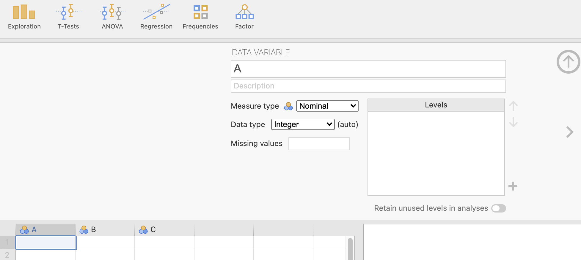 The information to fill in for each variable