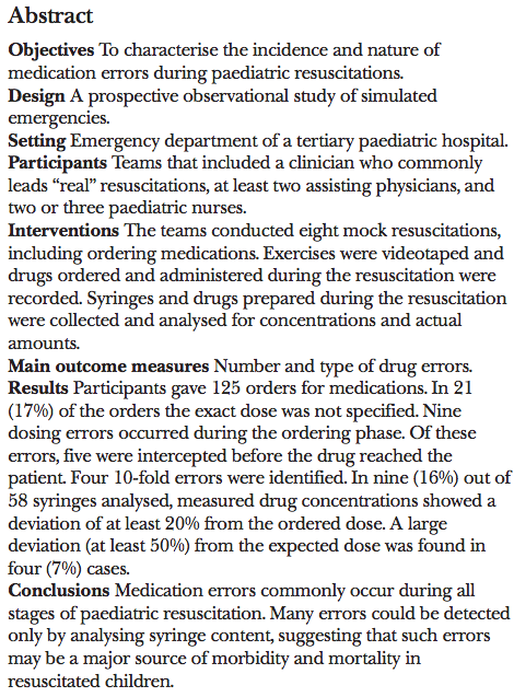 The Abstract from Kozer et al. (2004)