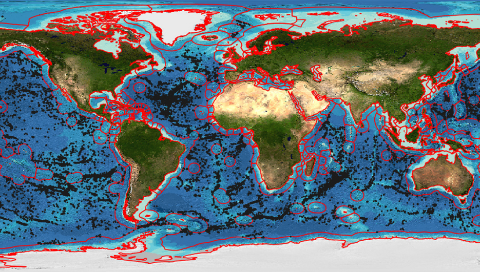 Figure 2.6: Distribution map of large seamount areas in ABNJ
