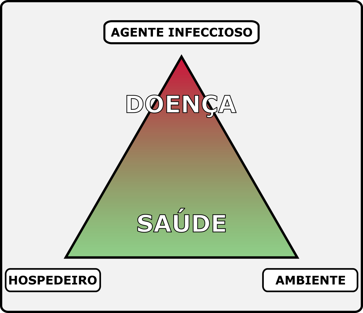 Tríade Epidemiológica Clássica. Hospedeiro e ambiente estão sob o efeito dos parasitos, os quais são os causadores da doença.