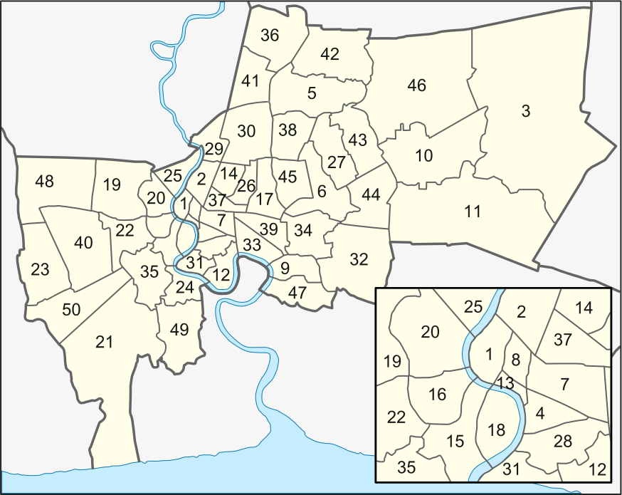  The map of Bangkok with enumerated 50 districts (Image Source: [@wikiBKK])