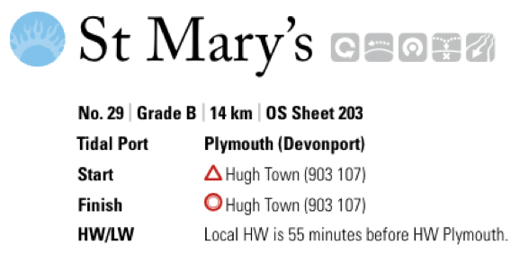Extract from the excellent Pesda Press (https://www.pesdapress.com) guidebook to South West England. Notice that it tells us that high water at St. Mary’s will occur 55 minutes before high water at Plymouth.
