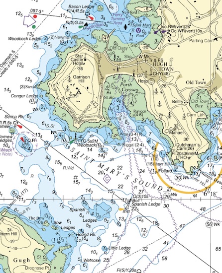 Chart (left) and OS Map (right)