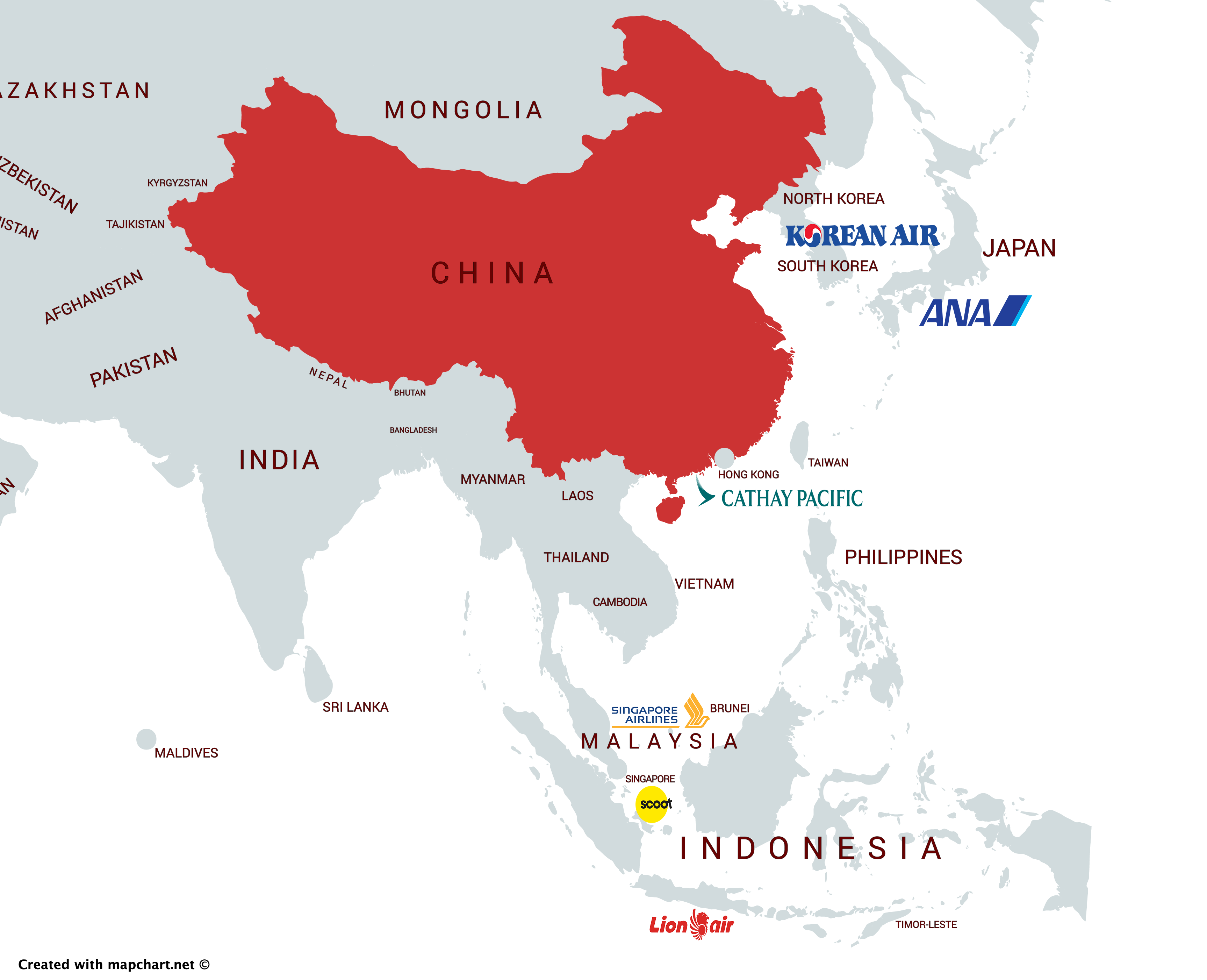Some of the most affected foreign carriers by the China lockdown.