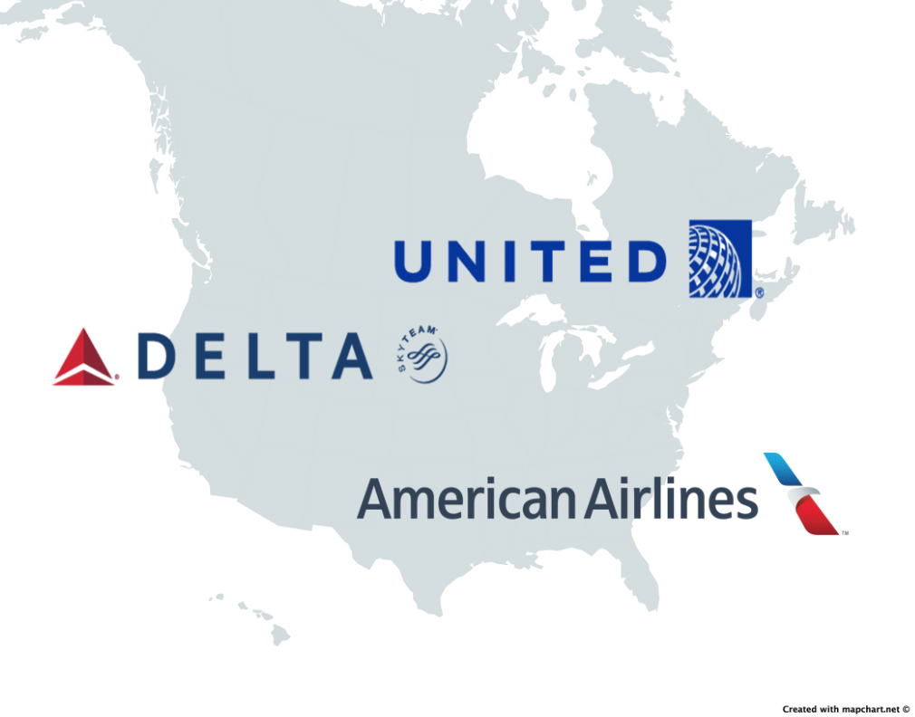 The big three airlines in the United States