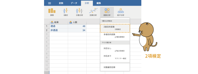 2項検定の実行