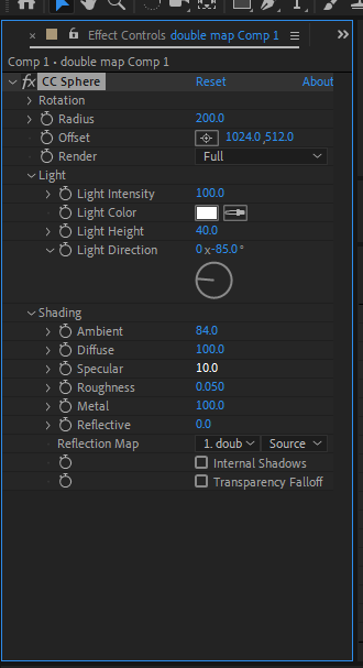 CC Sphere effect settings