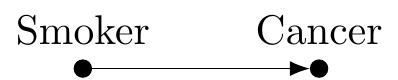 Causal graph of exposure (smoker) and outcome (cancer)