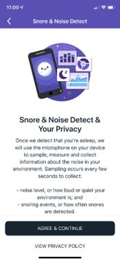 A Fitbit user consent screen to allow the app to access the native microphone on the device while the participant is sleeping
