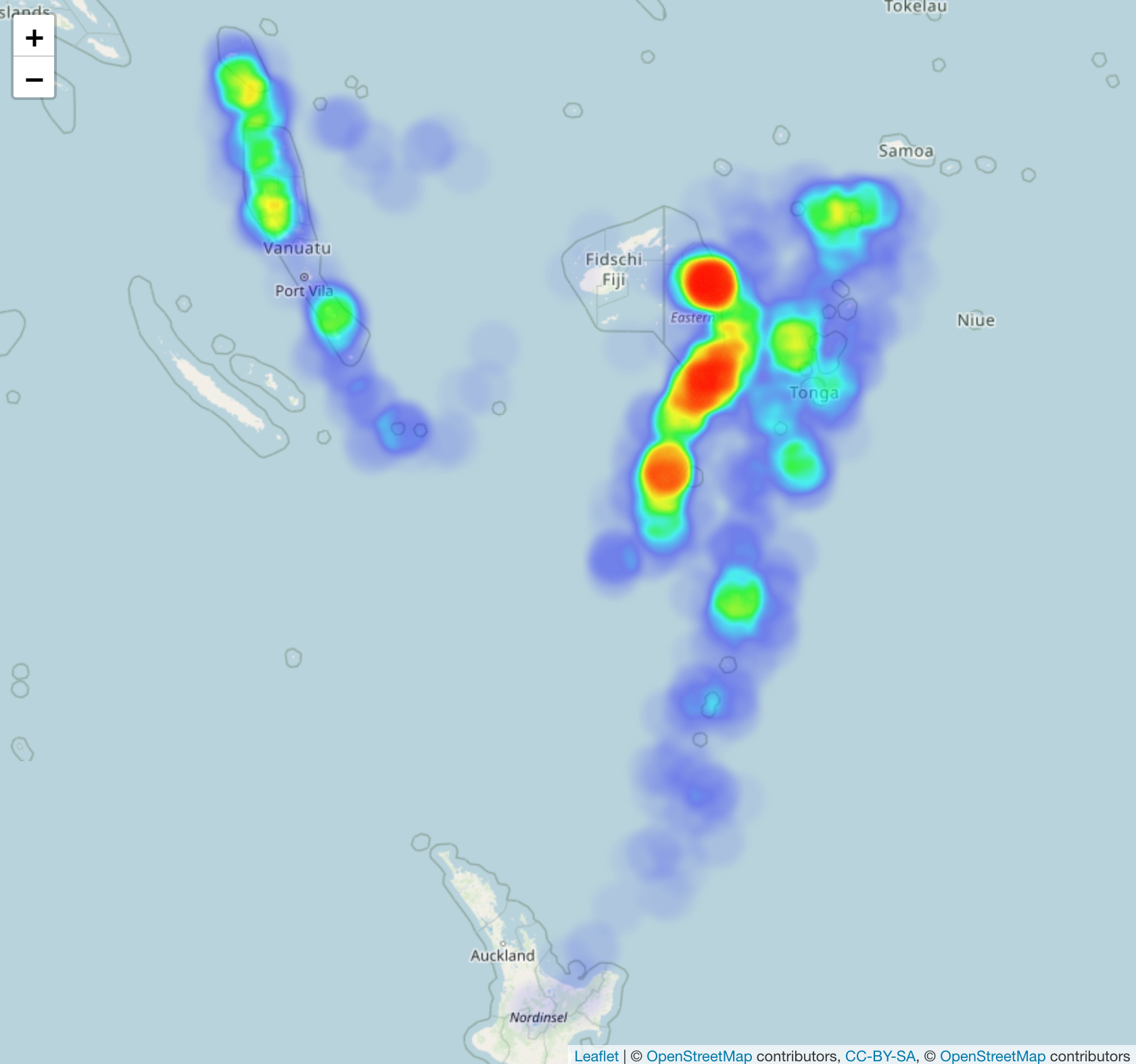 斐济地震带热力图