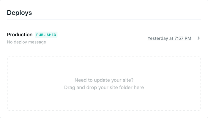 Screenshot of drag and drop deploy update box on Netlify.