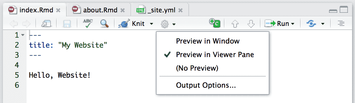 Preview a page side-by-side with the editor in RStudio.